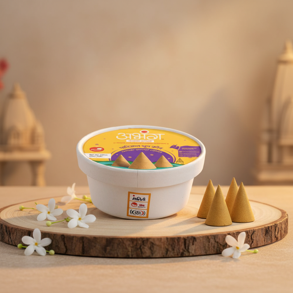 ABHANG Parijat Dhoop Cones Charcoal Free Long Lasting Natural Fragrance Made By Cow Dung No Artificial Essence Premium Pack Of 24 Cones