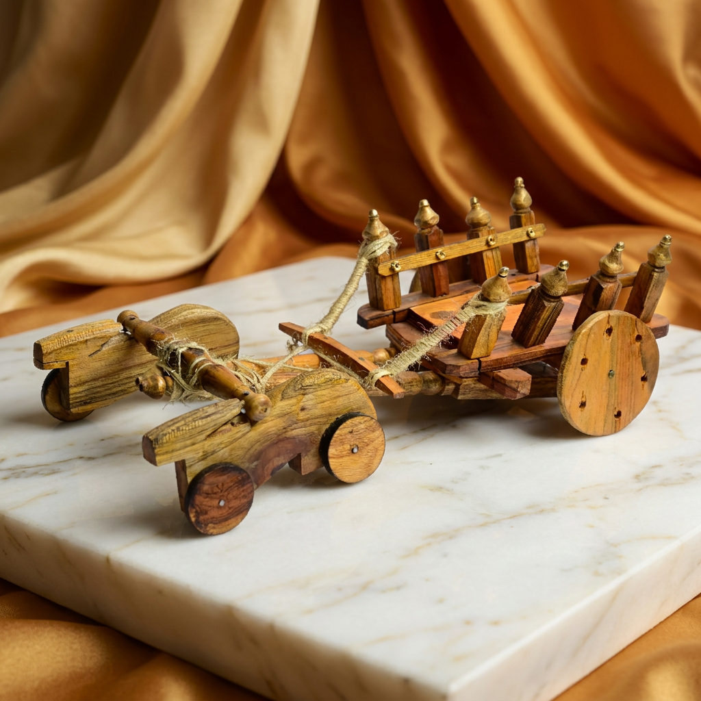 SITAMATA Bullock Cart, Natural Wood, Local Craftsmanship, Medium