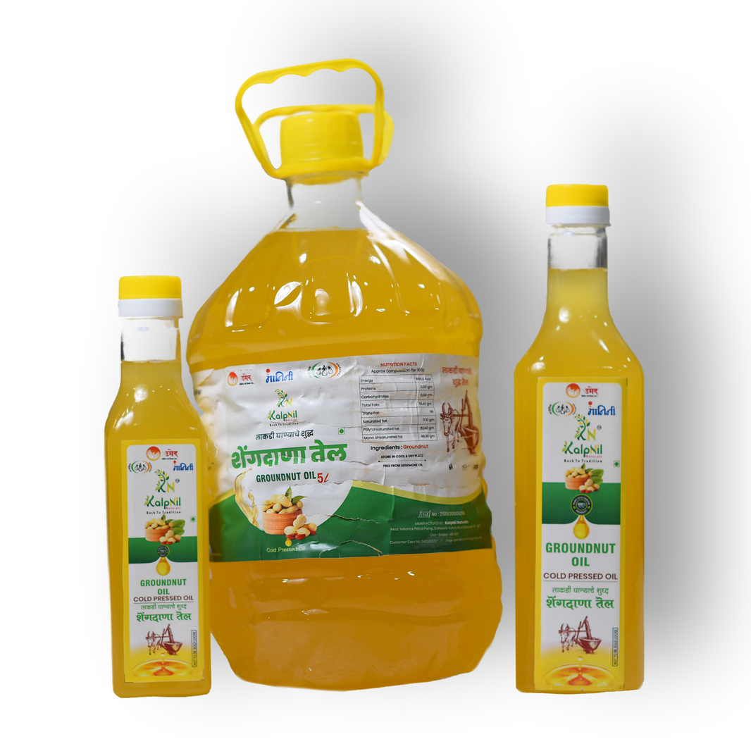 KALPNIL Pure Groundnut Oil, wooden Pressed Oil,  Samarth SHG, Natural, Chemical Free, 5000ml