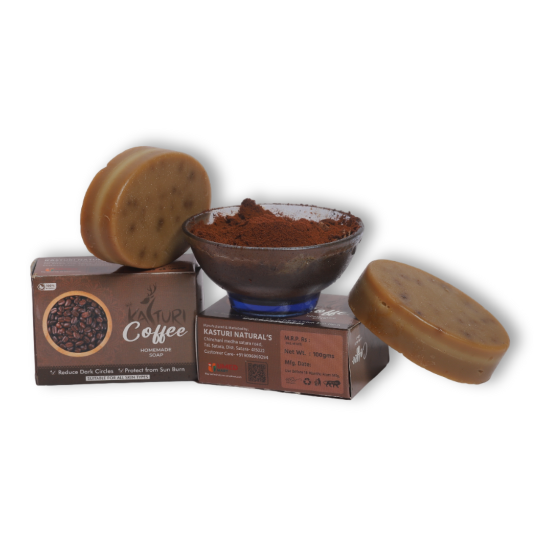 KASTURI Soap, Coffee Made By Natural Ingredients, No Artificial Chemical, Homemade Soap, Paraben Free, Sulphate Free, Pack of 100 gms