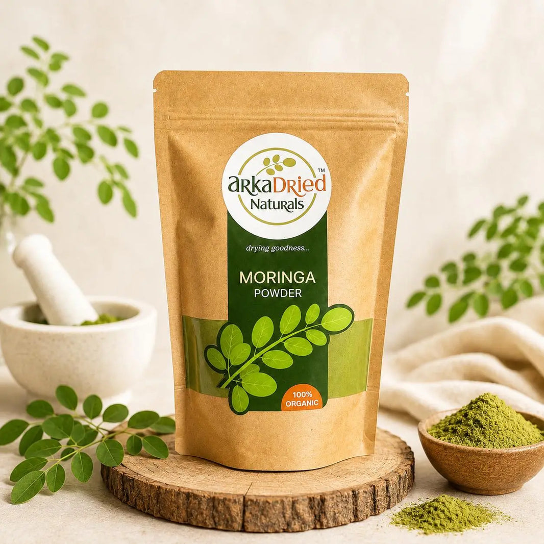 ARKA DRIED NATURALS Moringa Powder Traditional Leaf Powder Pack Of 500 gm From Savitri SHG Nevasa Ahilyanagar Maharashtra Carefully Dehydrated Culinary Ingredient For Everyday Use