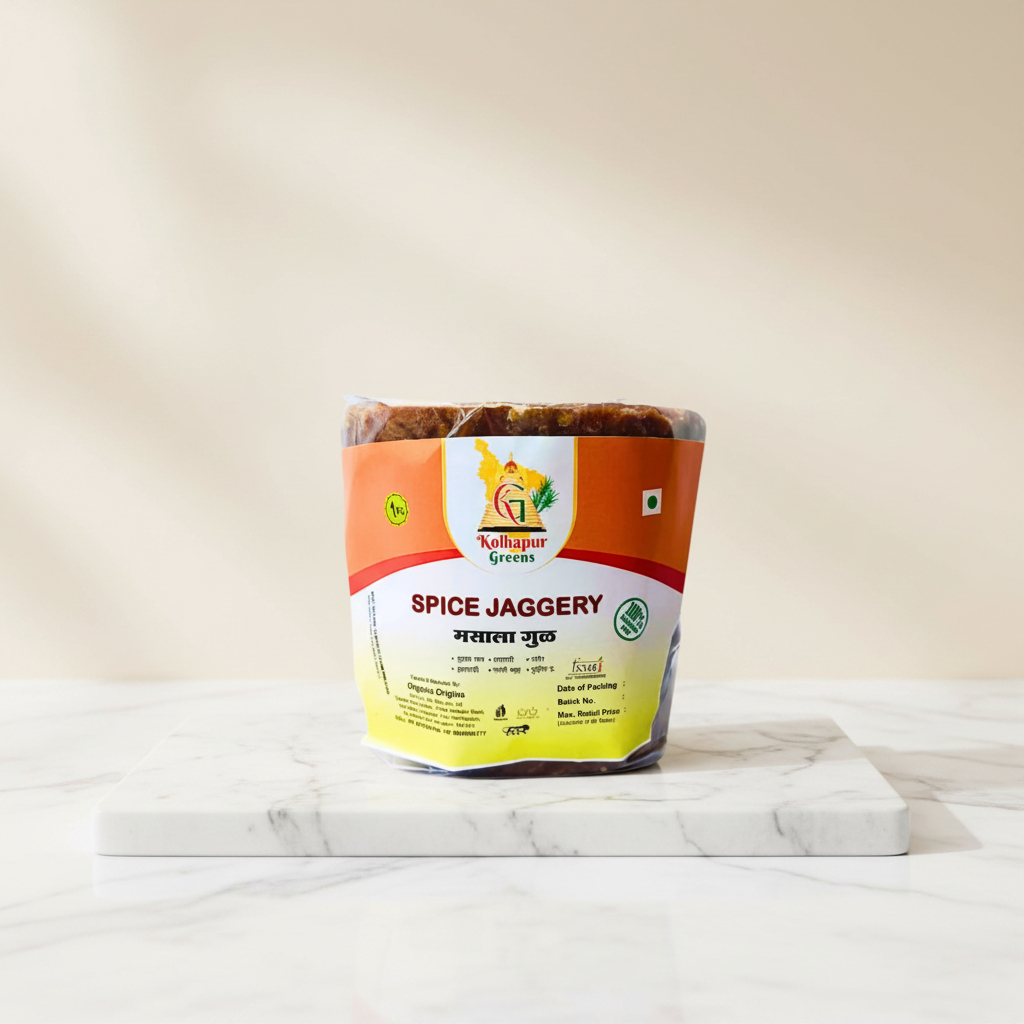 KOLHAPUR GREENS Pure Deshi Gul Jaggery, Sakhi SHG, Natural, Chemical Free, 1000gm