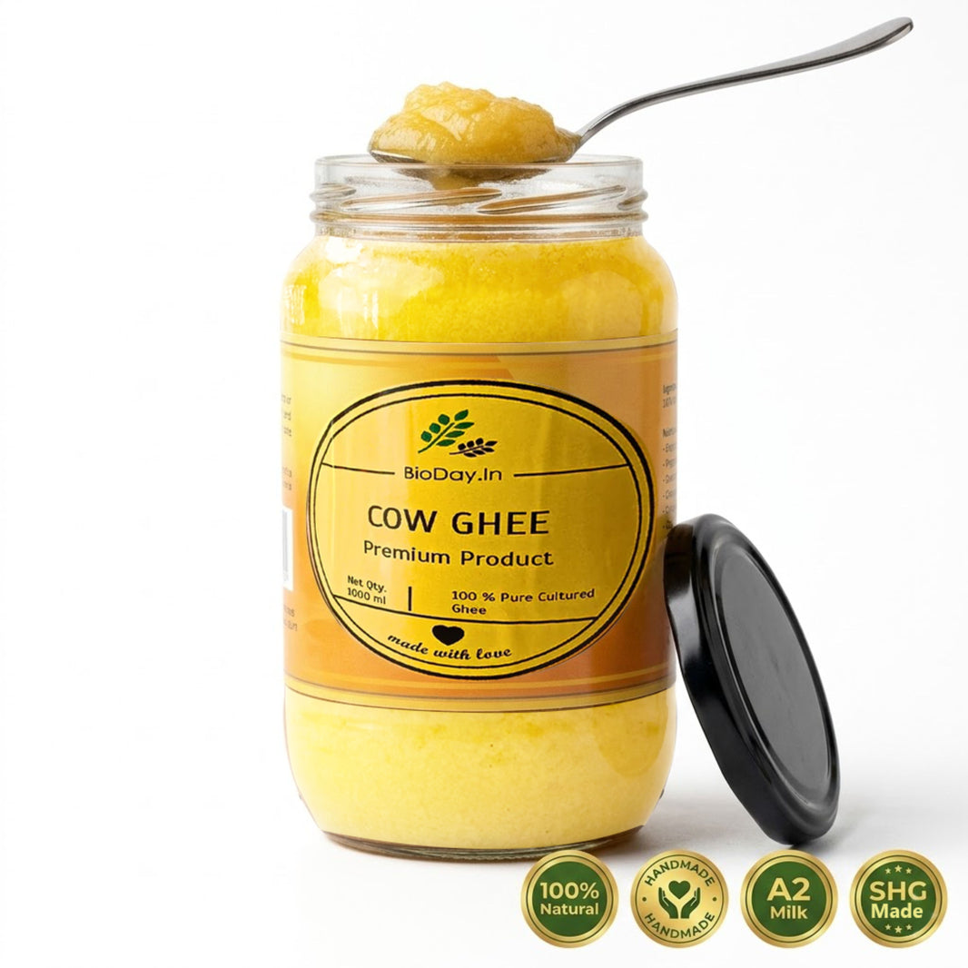 BIODAY.in Cow DESI Ghee, Made By Cow Milk, No Artificial Essence, pack of 1000 ml