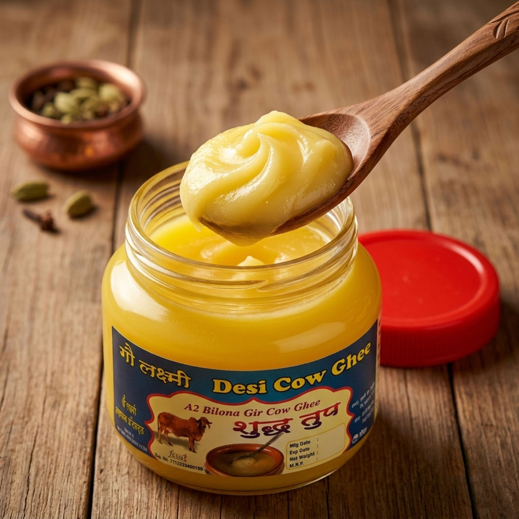 GAU LAKSHMI Desi Cow Milk Ghee Pure Traditional No Artificial Essence Pack of 1 Bottle 250 gm
