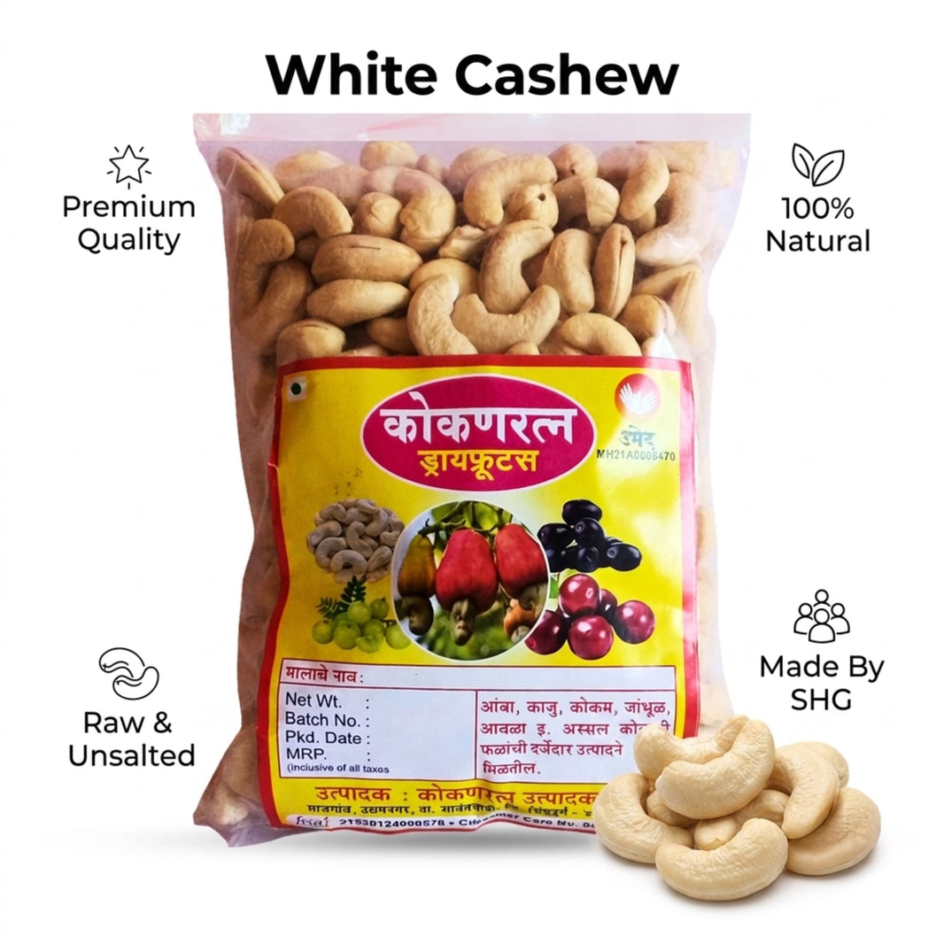 KOKANRATNA , White Cashew, Healthy, Fiberous, Natural Flavour, Pack of 500 gm