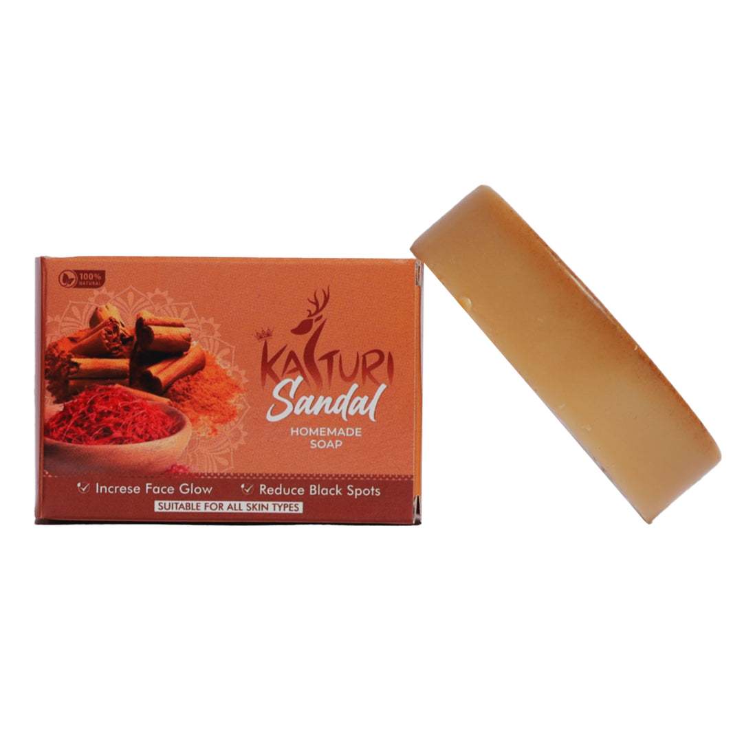 KASTURI Soap,Sandalwood, Made By Natural Ingredients, No Artificial Chemical, Homemade Soap, Paraben Free, Sulphate Free, Pack of 100 gms