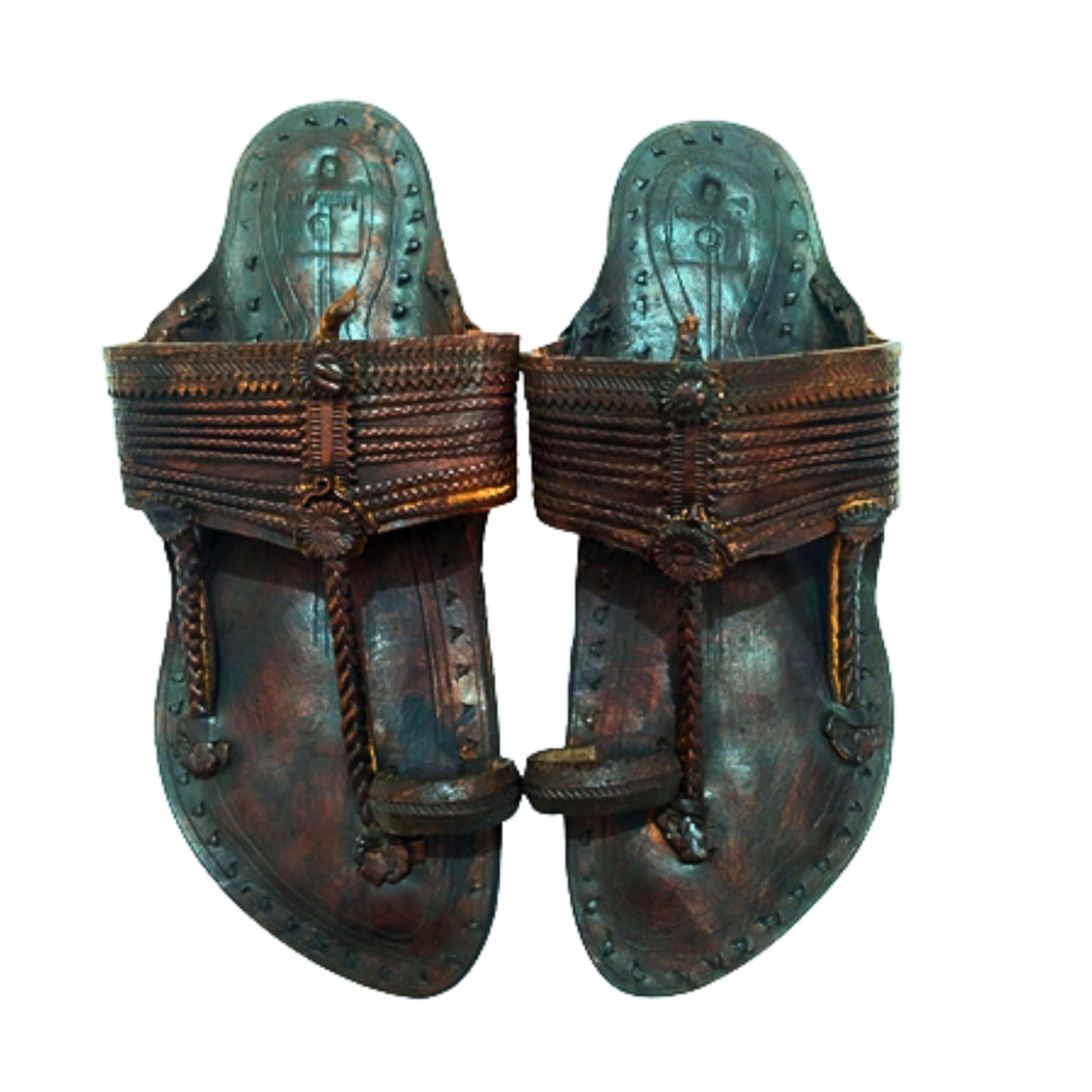 LIDCOM Karkar Kolhapuri Chappal Pure Leather Handcrafted GI Certified Pack of 1