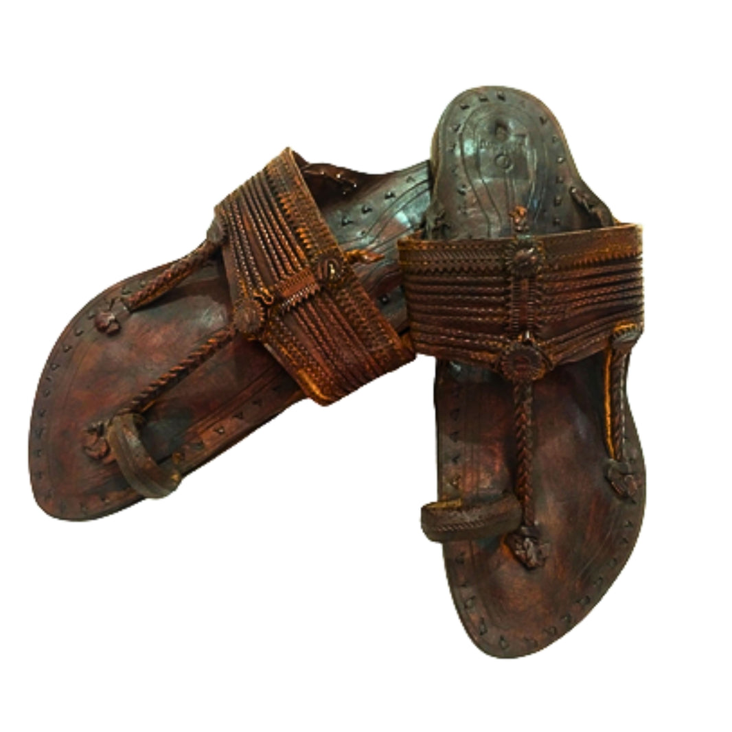 LIDCOM Karkar Kolhapuri Chappal Pure Leather Handcrafted GI Certified Pack of 1