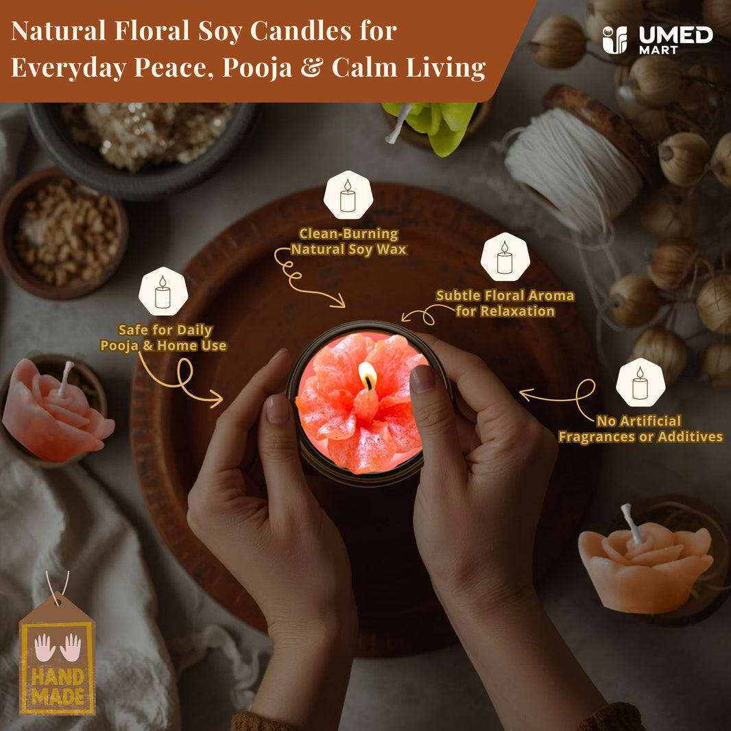 Mauli Mahila SHG, Colorful Floral Scented Wax Candles, Pack Of 6,