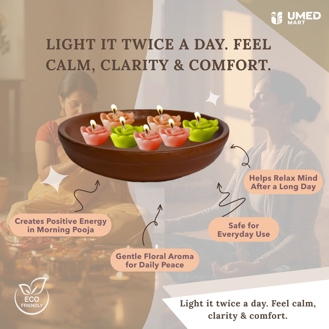 Mauli Mahila SHG, Colorful Floral Scented Wax Candles, Pack Of 12,