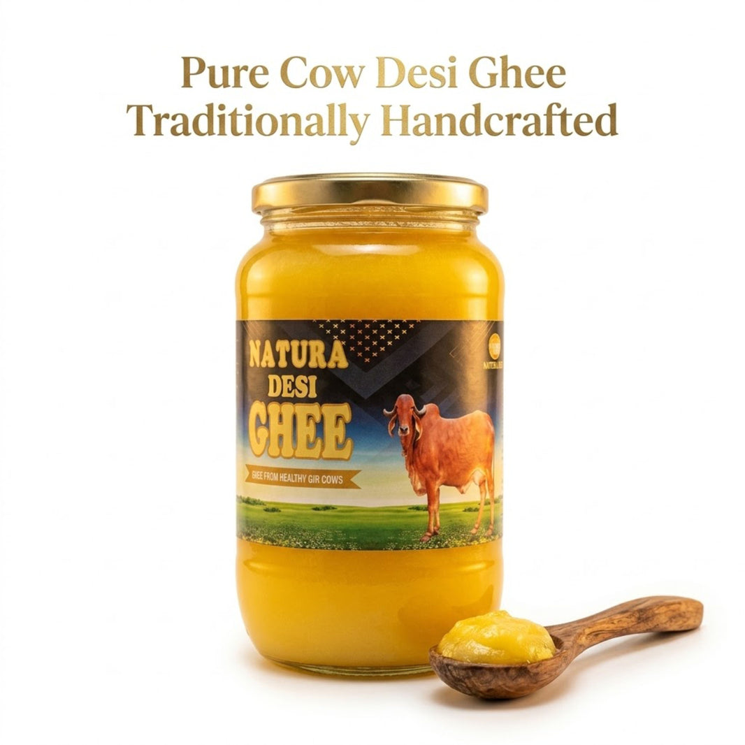 NATURA DESI Ghee, Made By Cow Milk, No Artificial Essence, pack of 1000 ml