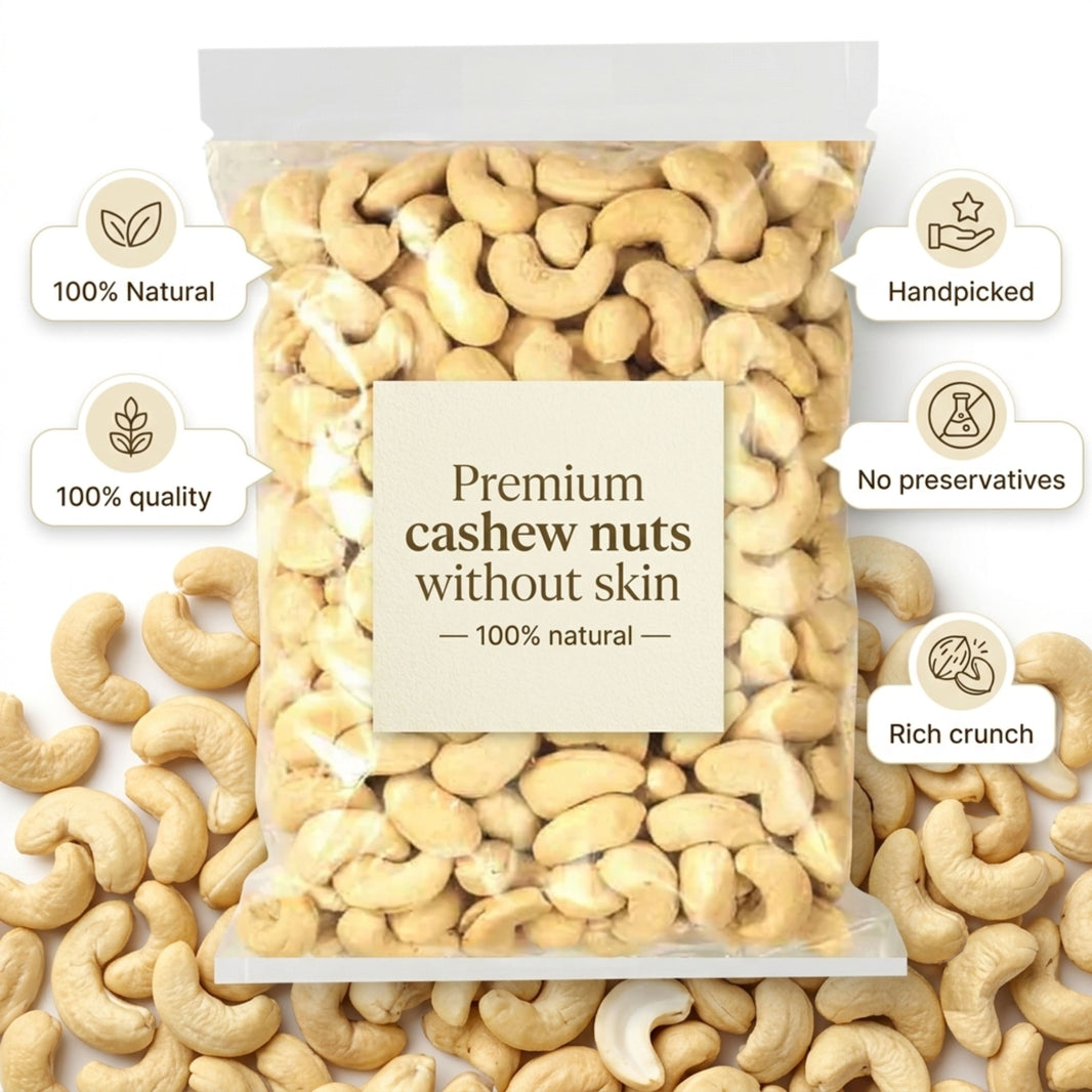 R K CASHEWS Cashewnuts Grade W180 With Skin Healthy Natural High Fibre Premium Kaju Pack of 500 gm