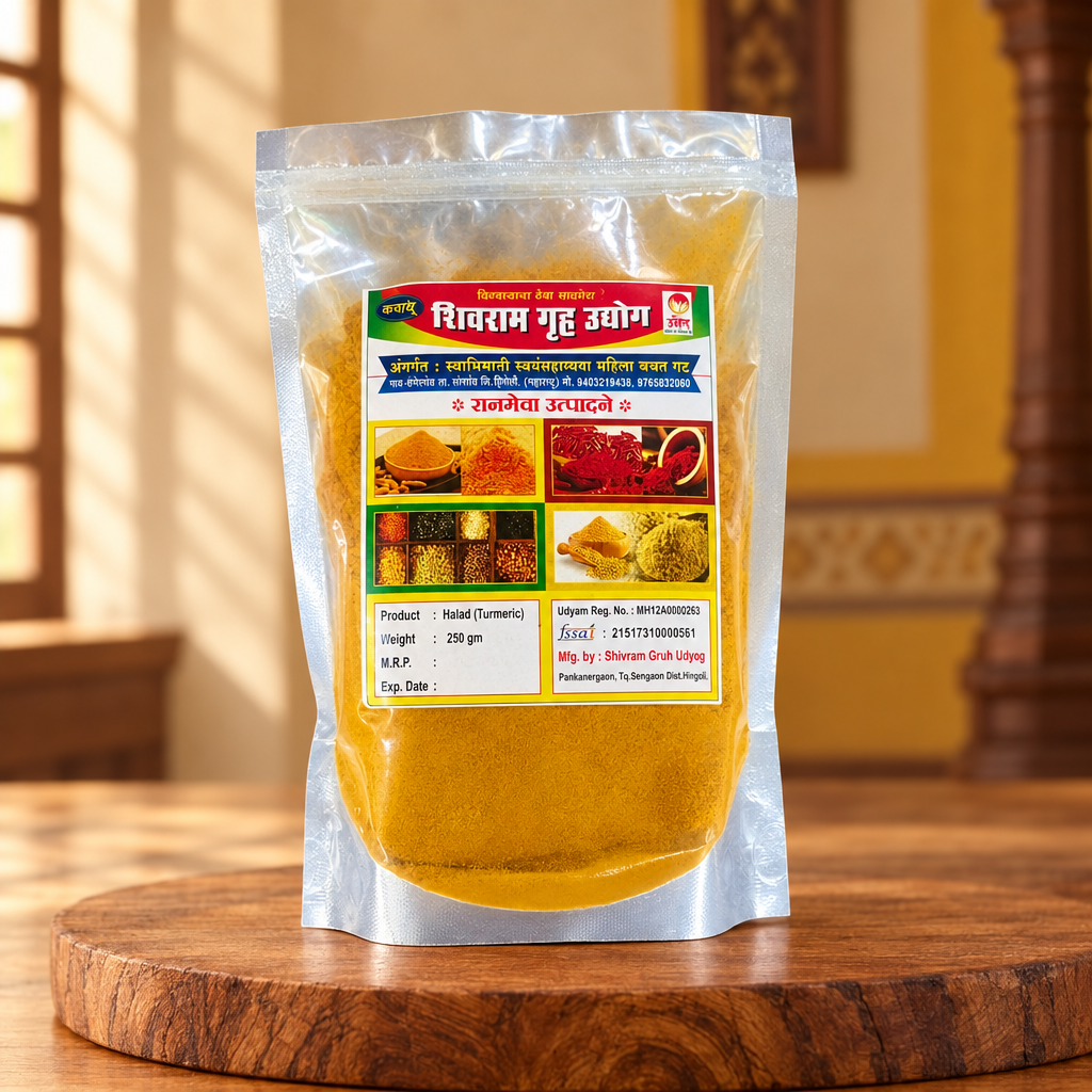 SHIVARAM – Halad Powder - pure, aromatic, finely ground - Pack of 200 gm