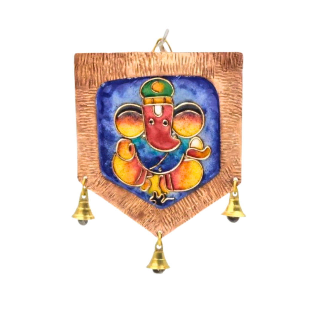 TAMRAKALA Three Bell Ganesh Blue Colour Pack Of 1 Item Handcrafted Decorative Wall Hanging Spiritual Home Decor Festive Gift