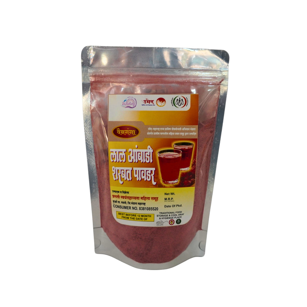 VAINGANGA Red Roselle Powder, Red Ambadi Sharbat Powder, Pragati SHG, Natural, Healthy, Best Quality, Pack of 250 gms