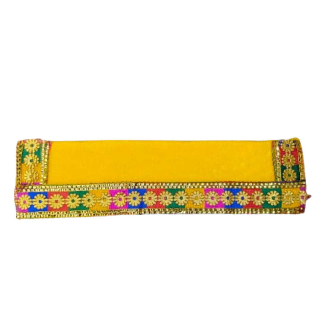 MORAYA Yellow Velvet Pooja Aasan for God Idol/Chowki Aasan, Kapda Cloth for Puja, Shelf Home Mandir, God Idol Sitting and Temple, Rukhamini SHG, Pack Of 1