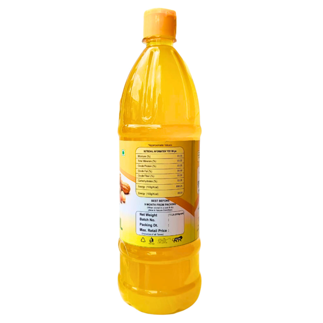 KOLHAPUR GREENS Pure Groundnut Oil, wooden Pressed Oil,  Sakhi SHG, Natural, Chemical Free, 910gm