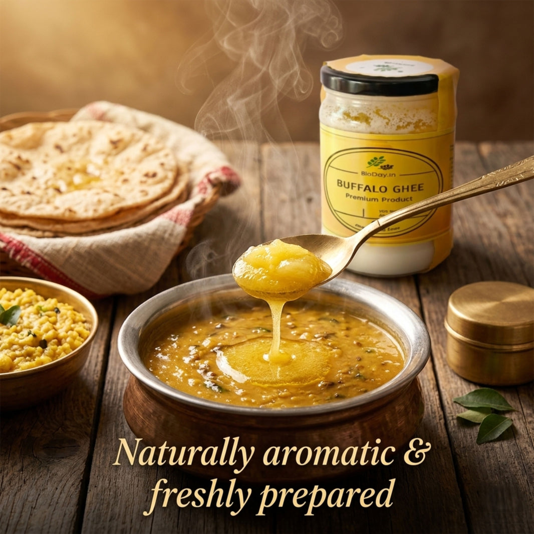 BIODAY.IN Buffalo Desi Ghee Made from Pure Buffalo Milk No Artificial Essence Traditional Pack of 550 ml