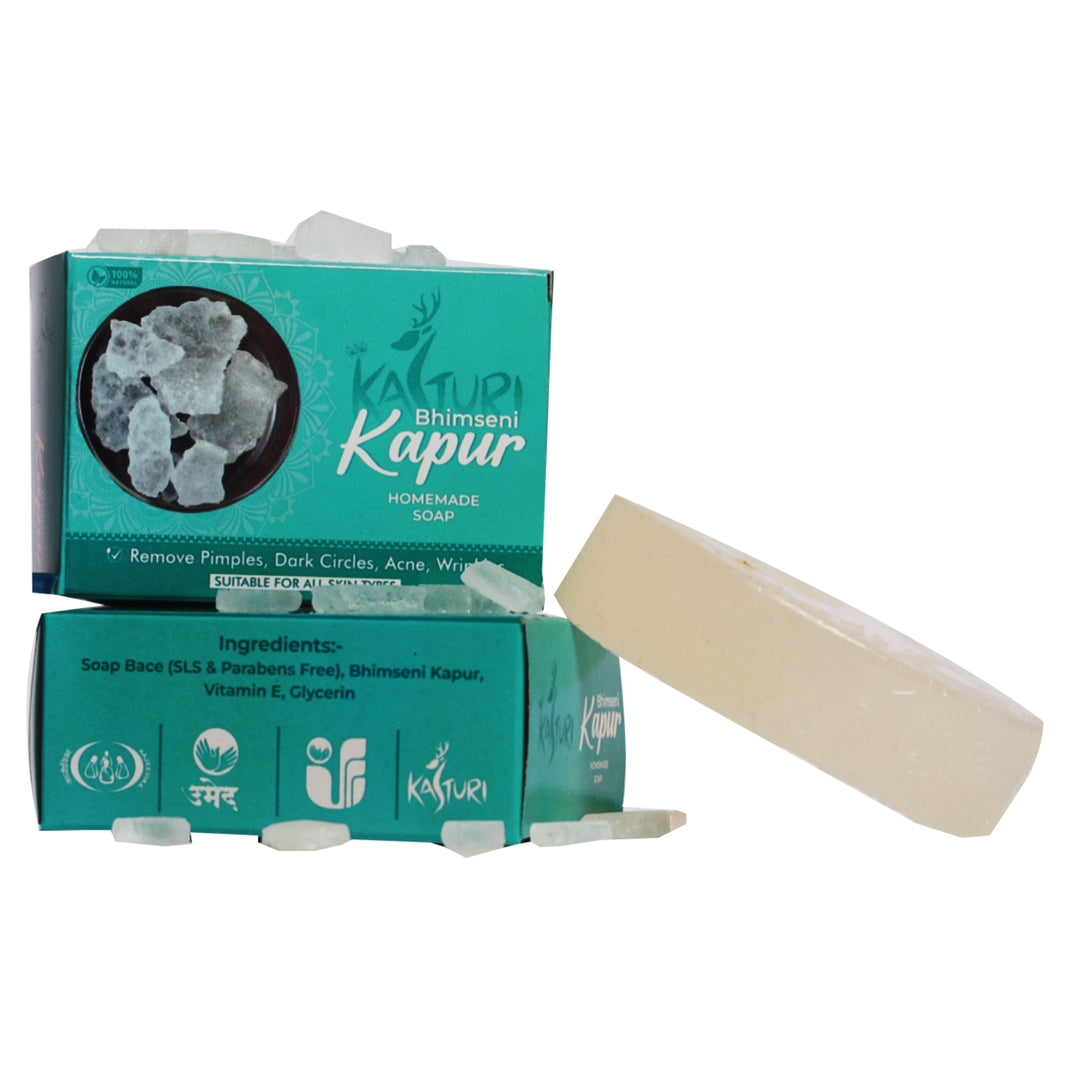 KASTURI Soap,Bhimsen Kapoor, Made By Natural Ingredients, No Artificial Chemical, Homemade Soap, Paraben Free, Sulphate Free, Pack of 100 gms