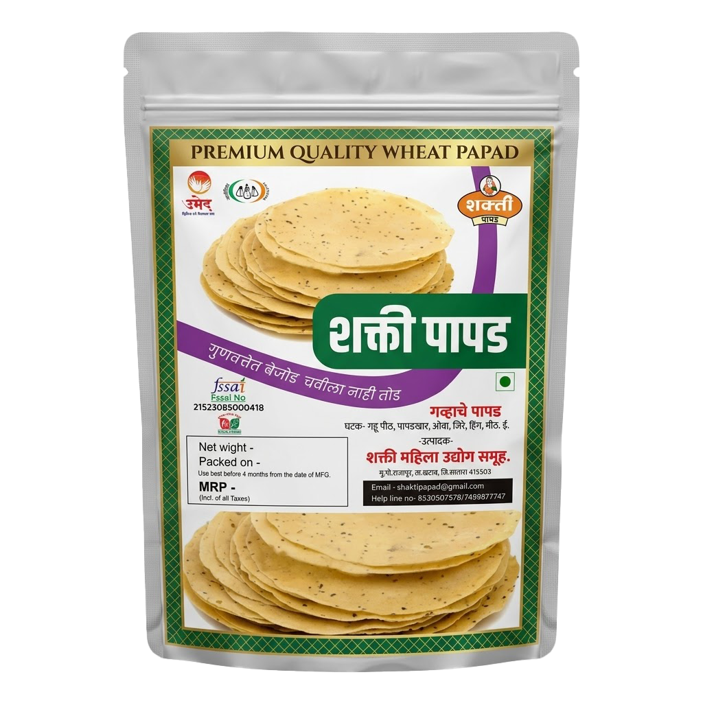 MAHASHAKTI PAPAD Wheat Papad, Made By Natural Ingredients, No Artificial Chemical, Pack of 500 gms