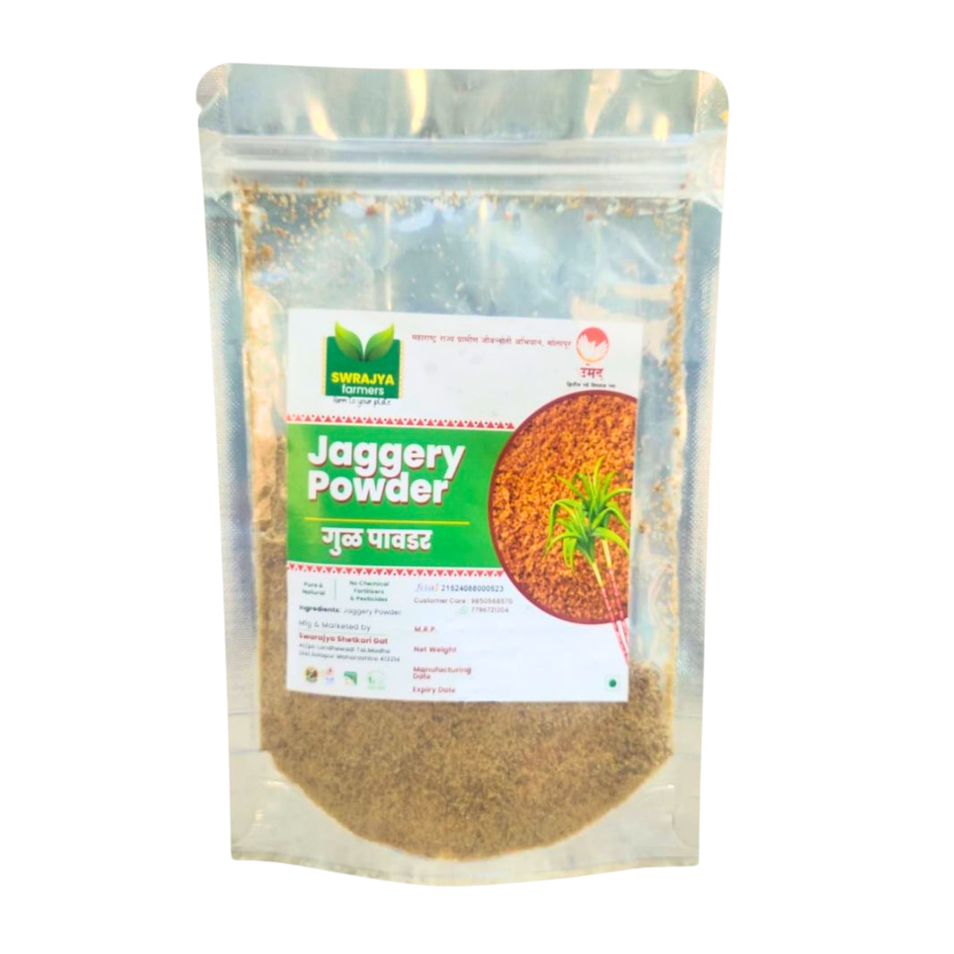SWARAJYA Farmers Handmade Jaggery Powder Pack of 500 gm Sweet Chemical Free Pure Natural No Artificial Colour No Added Flavour Traditional Healthy