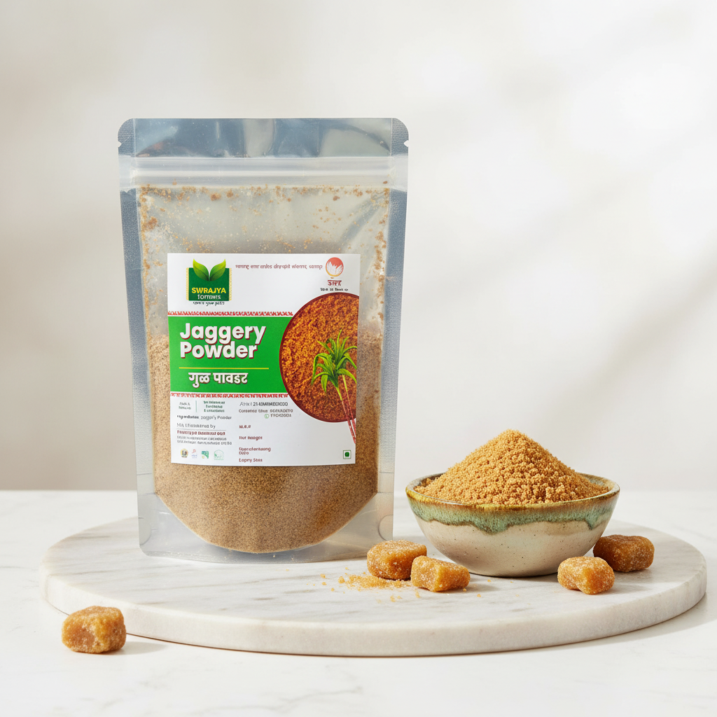 SWARAJYA Farmers Handmade Jaggery Powder Pack of 500 gm Sweet Chemical Free Pure Natural No Artificial Colour No Added Flavour Traditional Healthy