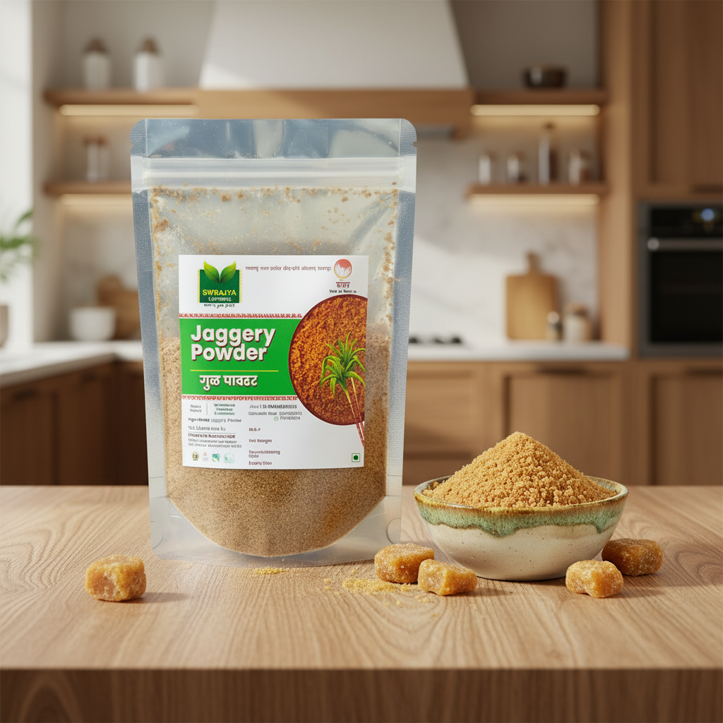 SWARAJYA Farmers Handmade Jaggery Powder Pack of 500 gm Sweet Chemical Free Pure Natural No Artificial Colour No Added Flavour Traditional Healthy