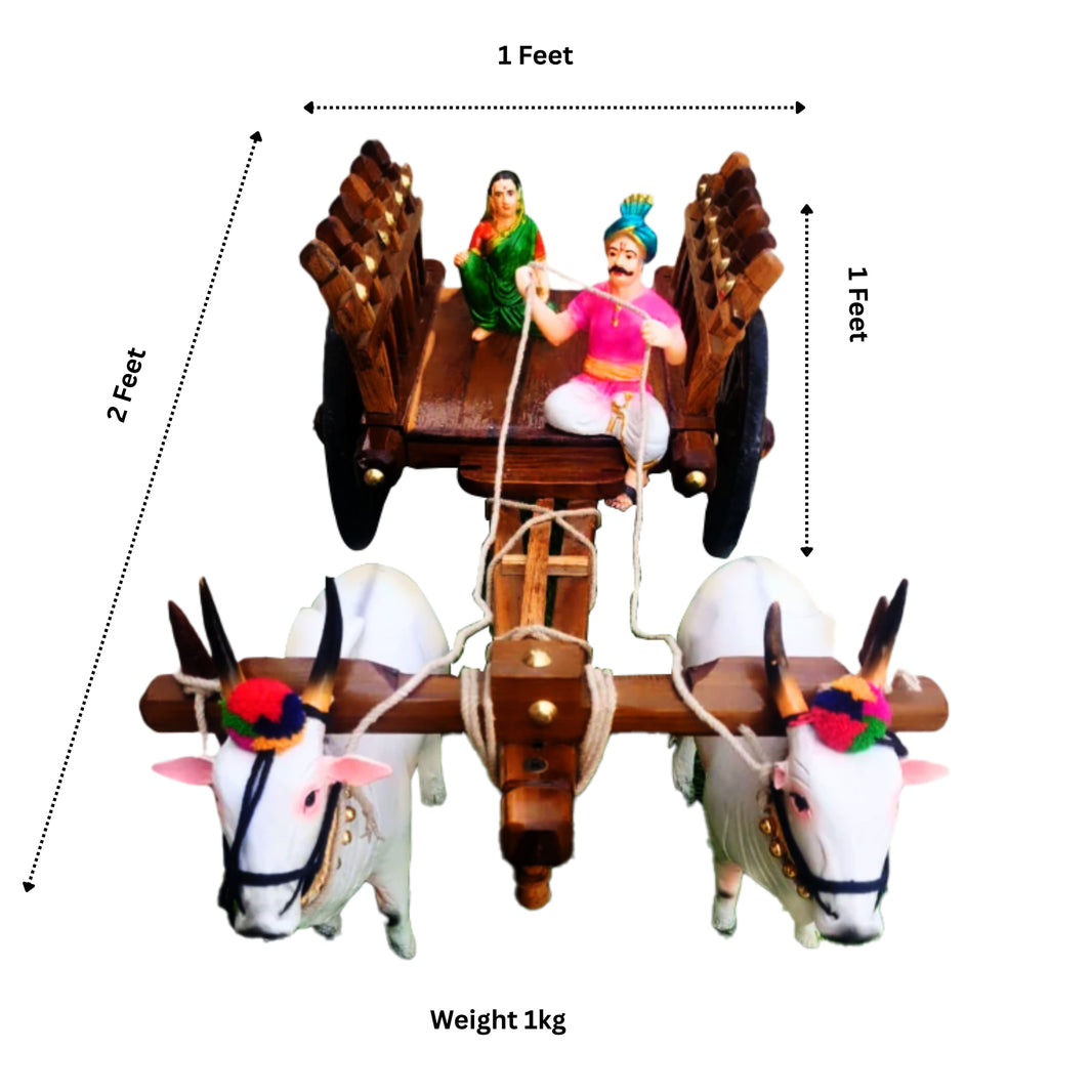 SANDAN VALLY Handcrafted Bull Cart Copper Accessories Premium Cultural Wooden Showpiece 3000 g