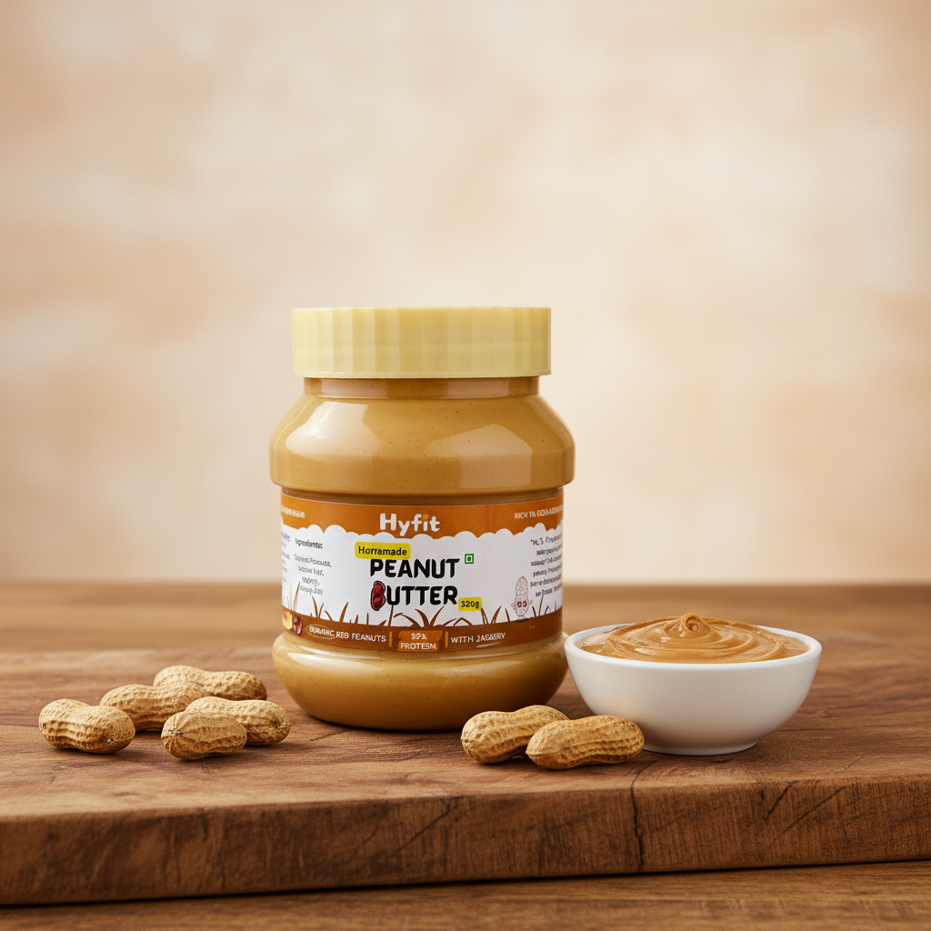 HYFIT Peanut Butter, Durgamata SHG, Natural, Chemical Free, Pack of 350 gm