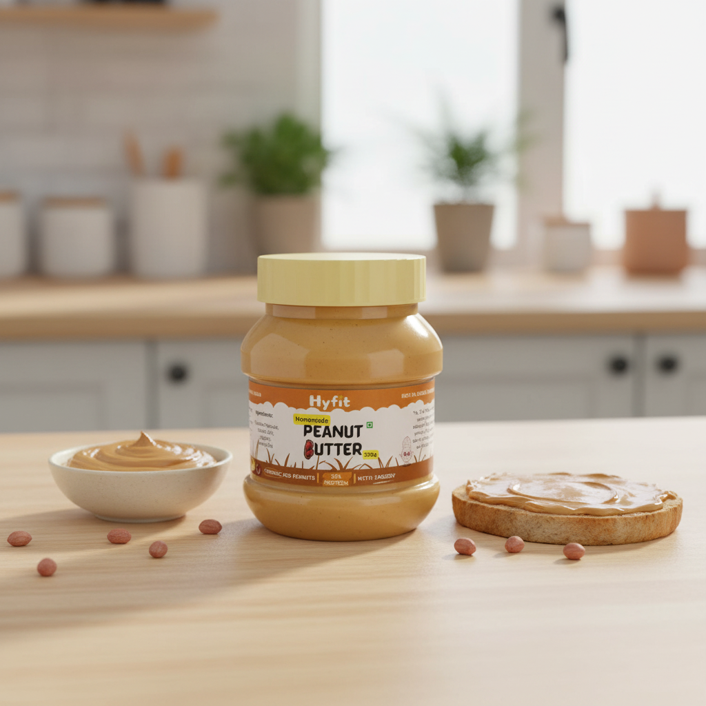 HYFIT Peanut Butter, Durgamata SHG, Natural, Chemical Free, Pack of 350 gm