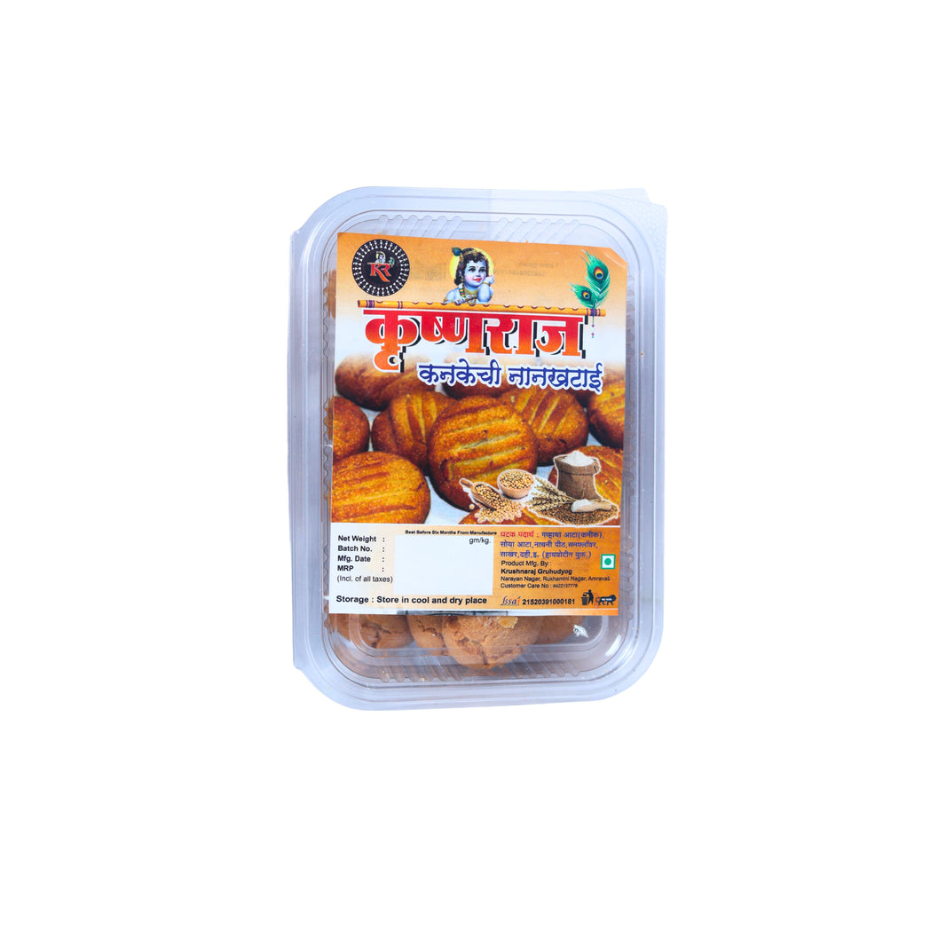 KRUSHNARAJ Wheat Flour Nankatai, Adhar SHG, Made by Organic Jaggery, No Maida, No Artificial colour, Pack of 200 gm