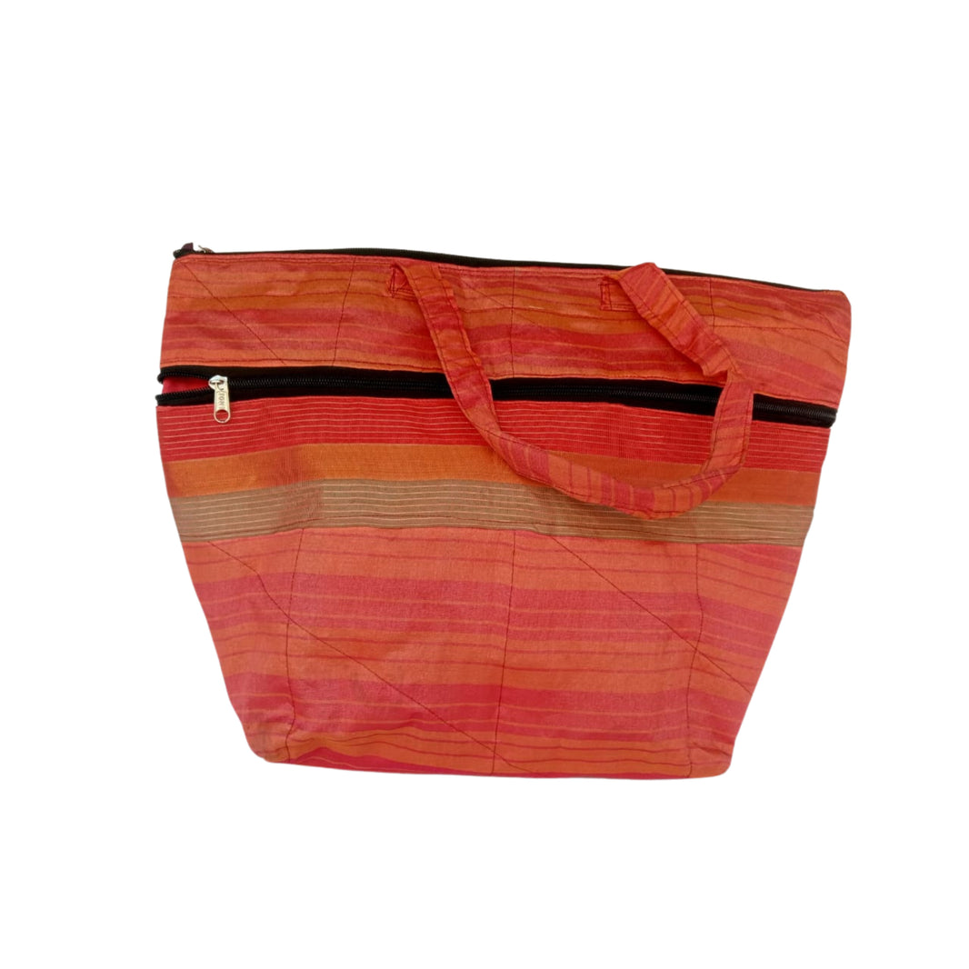 MAULI Purse, Medium Sized, Pink Orange Colour, Handmade by Mauli SHG, Eco-friendly and Washable, Pack Of 1 no