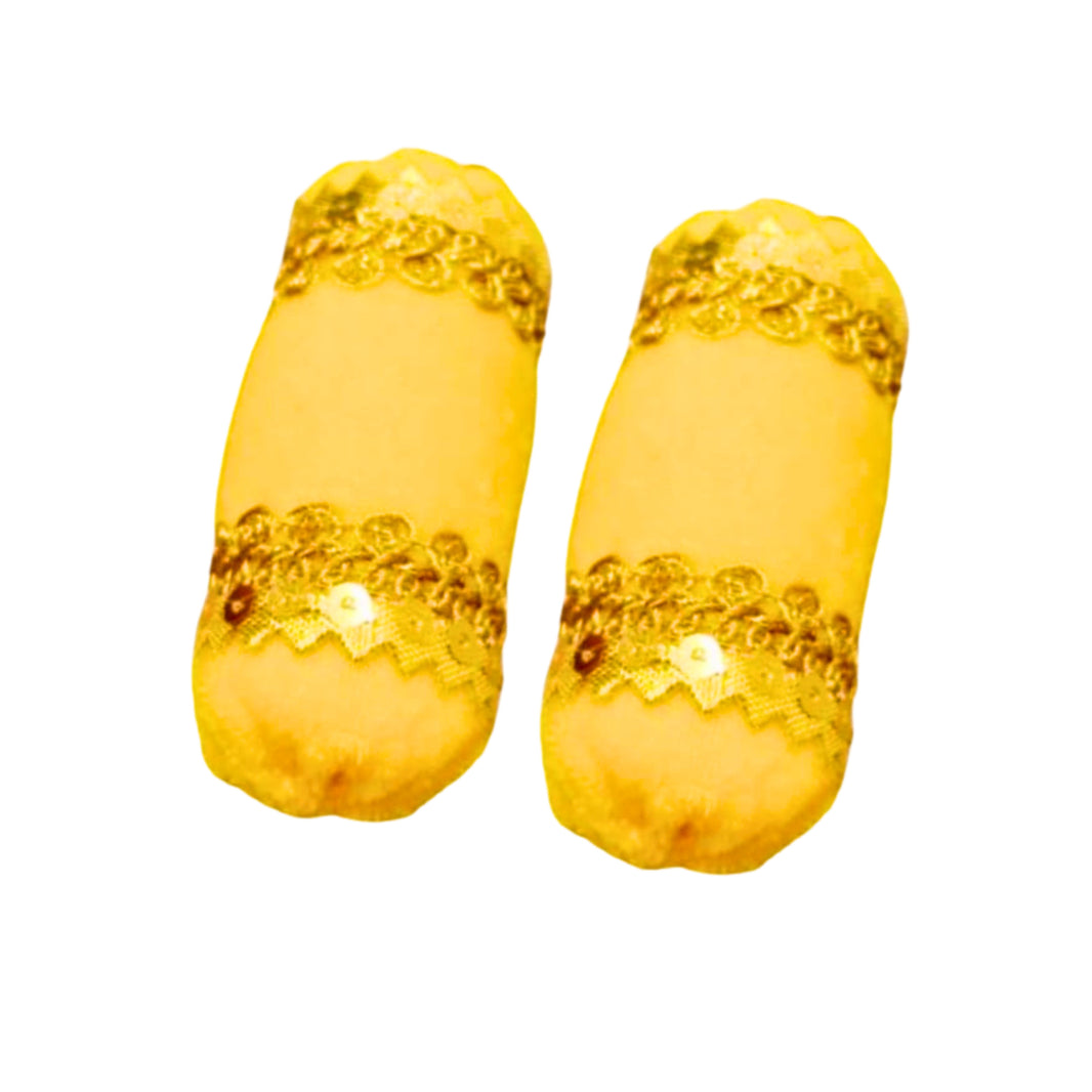 MORAYA Velvet Takiya, Set For Krishna Kanha Ji Bal Gopal, Small, Decorative Pillow, Yellow Colour, Rukhamini SHG, Pack Of 2