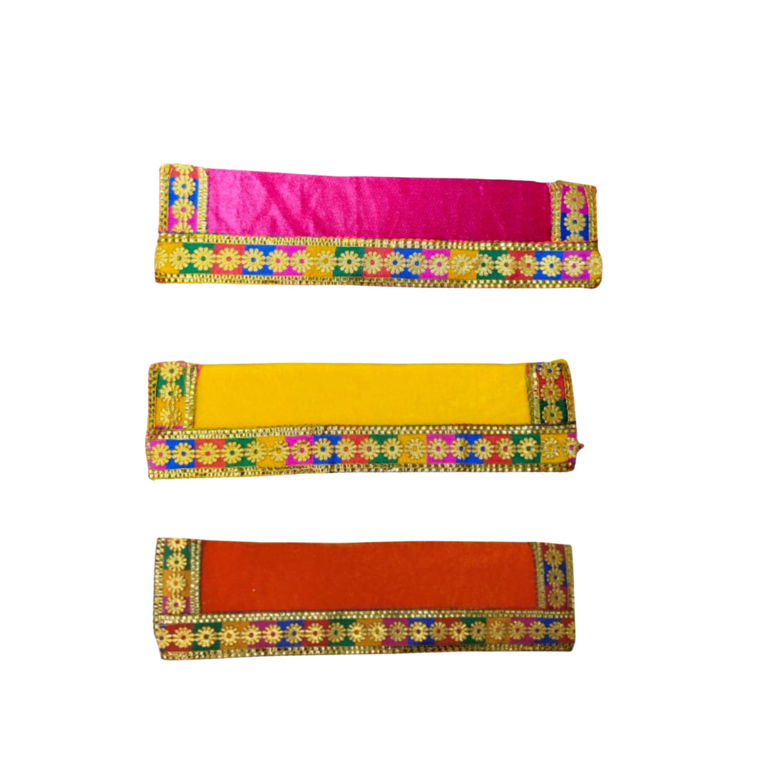 MORAYA Royal Velvet Aasan Or Gadi With Golden less, Yellow, Pink, Orange, Rukhamini SHG, Pack Of 1
