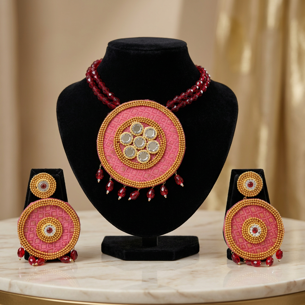 Sai Shankar SHG, Made by Necklace with Earrings | Handmade Jewellery Set