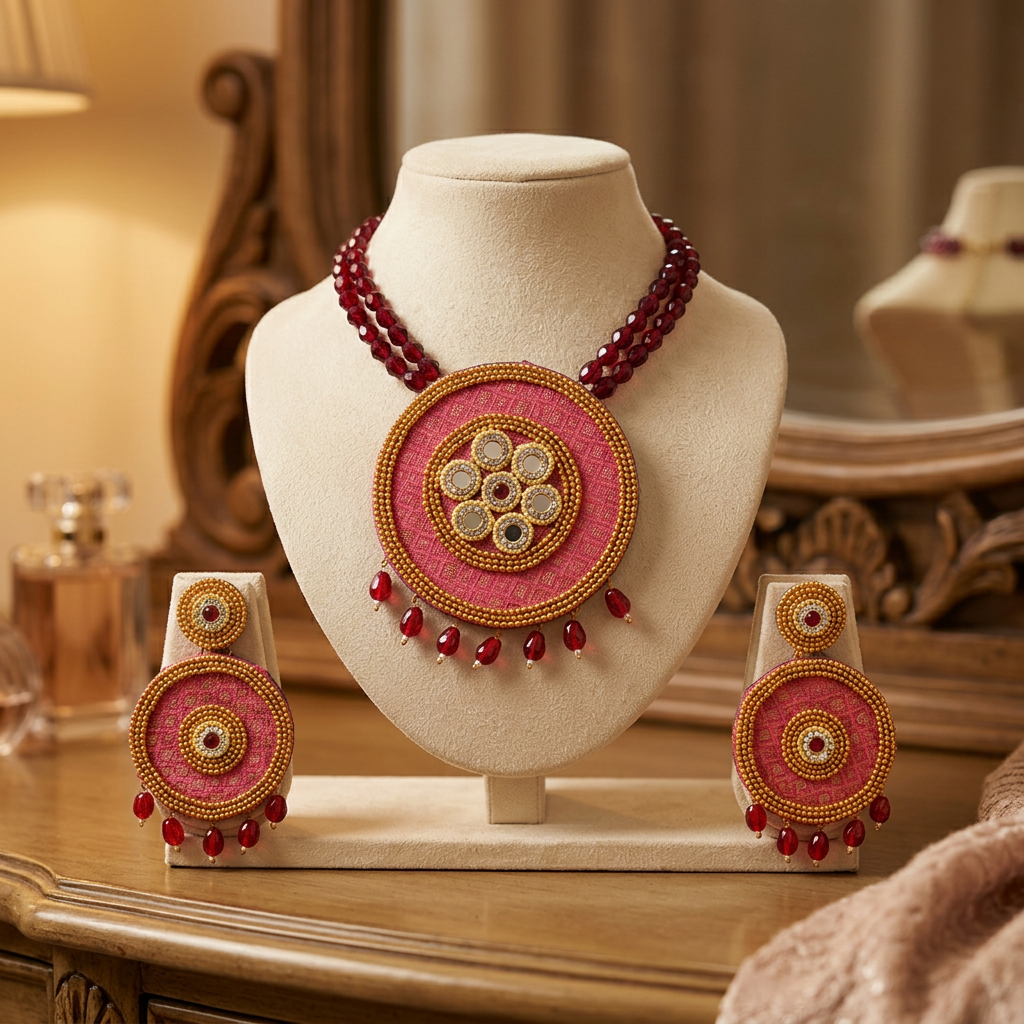 Sai Shankar SHG, Made by Necklace with Earrings | Handmade Jewellery Set