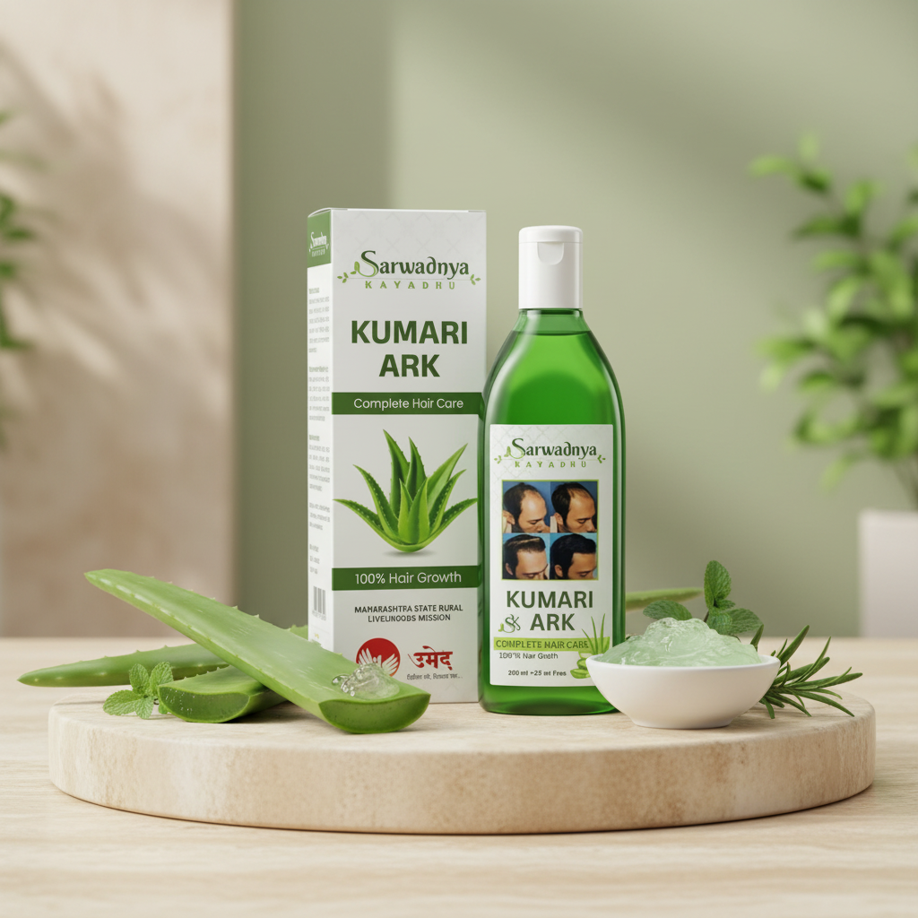 SARWADNYA Kumari Ark Complete Hair Care 200g Pack Of Aloe Vera Hair Tonic Root Strength Dandruff Control Hair Nourishment Growth Support Pooja Mahila Bachat Gat Hingoli