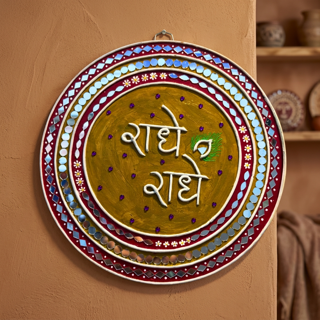 SUJATA CREATIONS Radhe Radhe Lippan Wall Art 10 Inch