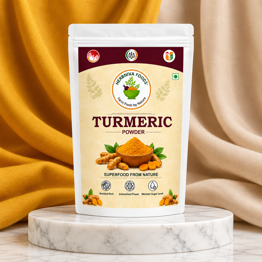 HERBNIVA FOODS Turmeric Powder Pack Of 100g Natural Curcumin Rich Spice Pure Golden Colour Fresh Aroma Daily Cooking Chemical Free