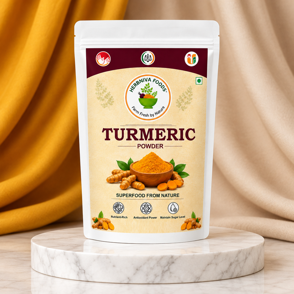 HERBNIVA FOODS Turmeric Powder Pack Of 200g Natural Curcumin Rich Spice Pure Golden Colour Fresh Aroma Daily Cooking Chemical Free