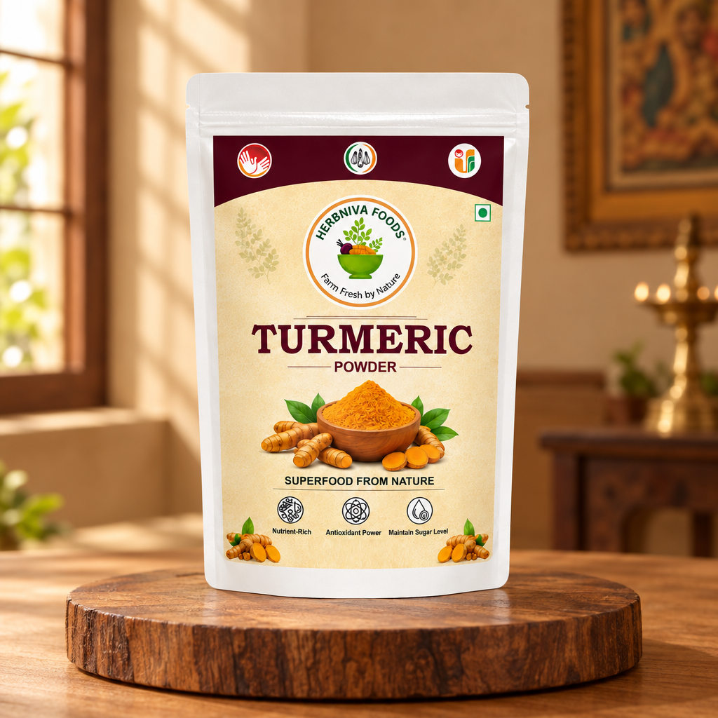 HERBNIVA FOODS Turmeric Powder Pack Of 200g Natural Curcumin Rich Spice Pure Golden Colour Fresh Aroma Daily Cooking Chemical Free