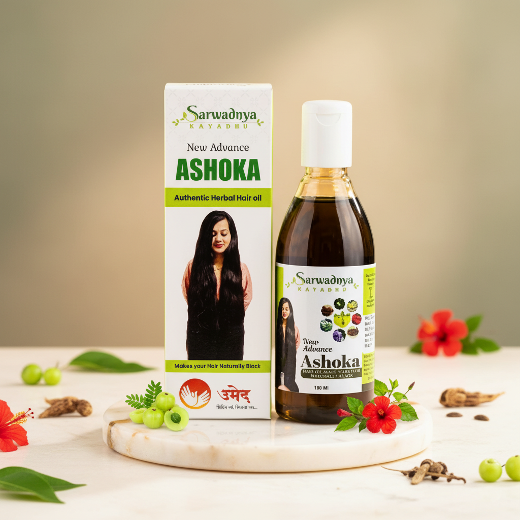SARVADNYA Ashoka Herbal Hair Oil Natural Ingredients Traditional Ayurvedic Care No Artificial Content Strengthening Nourishing Scalp Care Pack of 100 ml