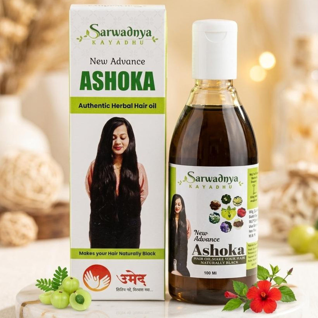 SARVADNYA Ashoka Herbal Hair Oil Natural Ingredients Traditional Ayurvedic Care No Artificial Content Strengthening Nourishing Scalp Care Pack of 100 ml