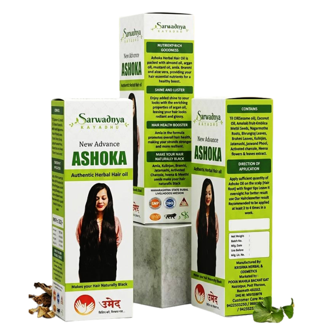 SARVADNYA Ashoka Herbal Hair Oil Natural Ingredients Traditional Ayurvedic Care No Artificial Content Strengthening Nourishing Scalp Care Pack of 100 ml