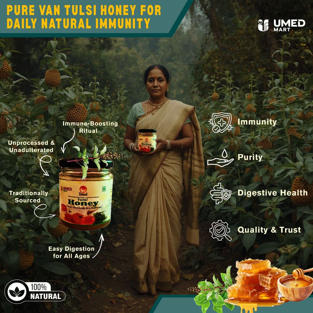 Van Amrut, Natural Tulsi Honey, Made By Natural Ingredients, No Artificial Flavours, Pack of 500 ml