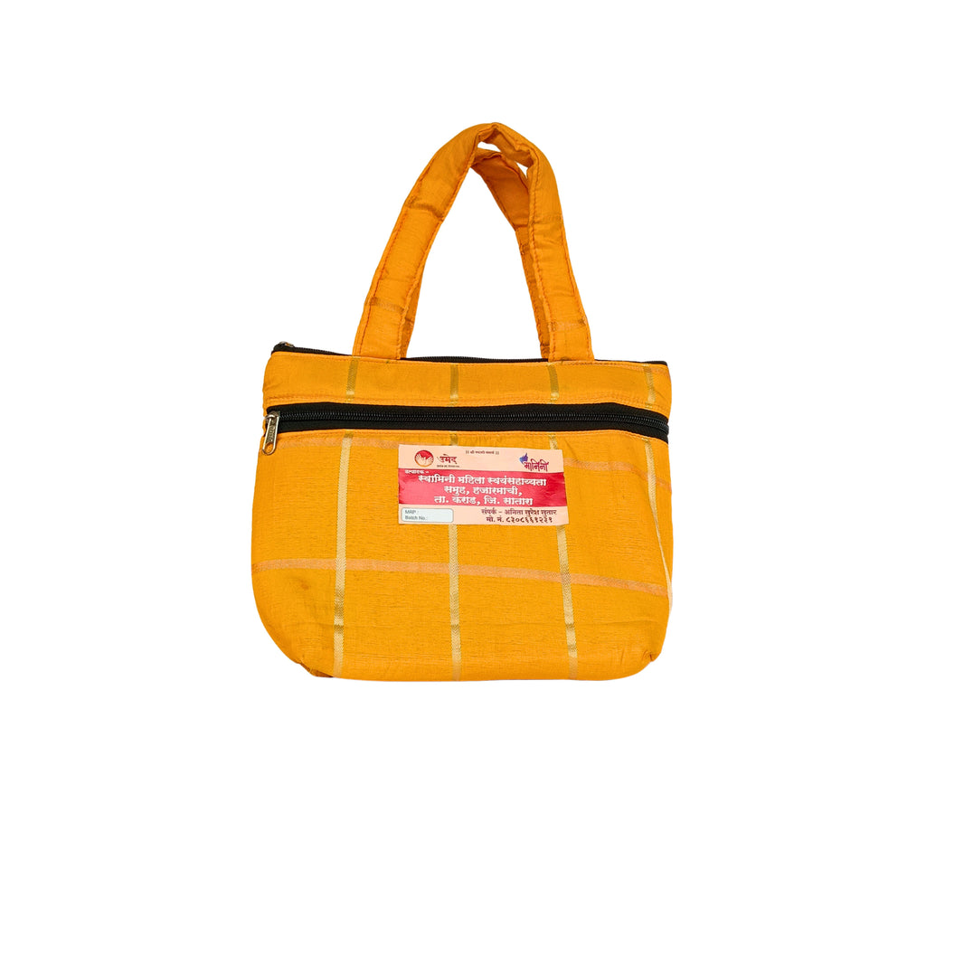 MANGALMURTI Hand Purse Yellow Colour, Handmade by Swamini SHG, Eco-friendly and Washable, Pack Of 1 no