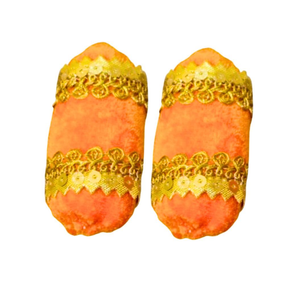 MORAYA Velvet Takiya, Set For Krishna Kanha Ji Bal Gopal, Small, Decorative Pillow, Yellow Colour, Rukhamini SHG, Pack Of 2
