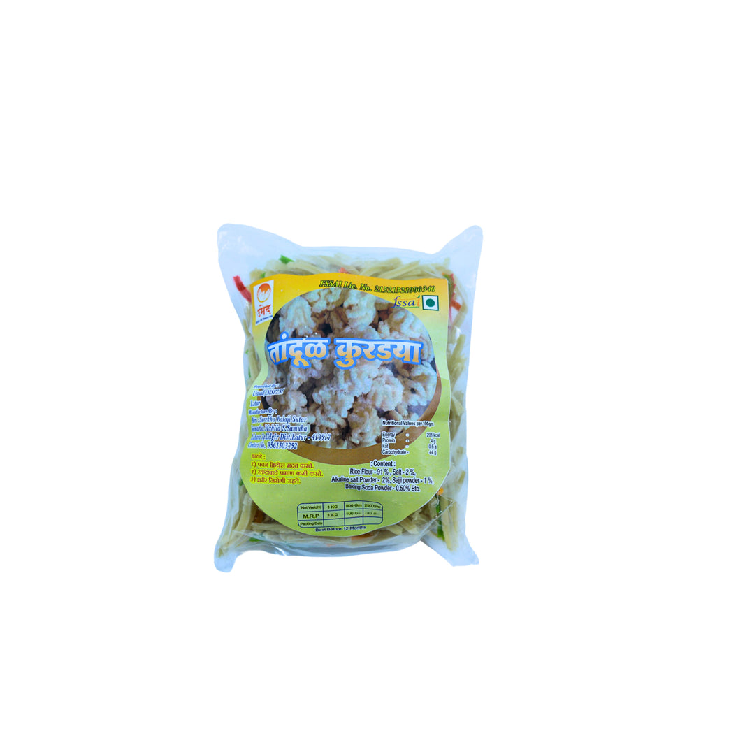 PIYUSH GRUH UDYOG, Rice Kurdai, Handmade, Samarth SHG, High-Quality Ingredients, Crispy, Flavor, Pack of 500 gms