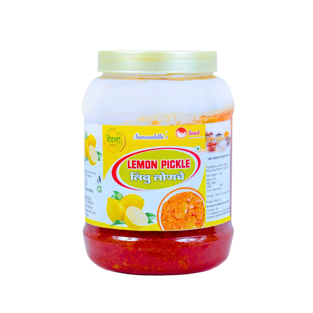 SAMRUDHI'S Lemon Pickle, Annapurna SHG, Natural Ingredients, No Artificial Colour, Pack of 1000gm