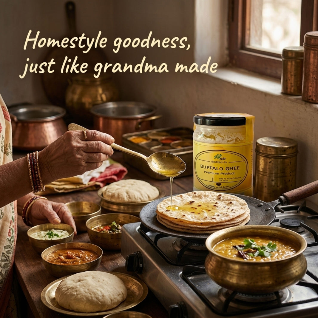 BIODAY.in Buffalo DESI Ghee, Made By Buffalo Milk, No Artificial Essence, pack of 200 ml